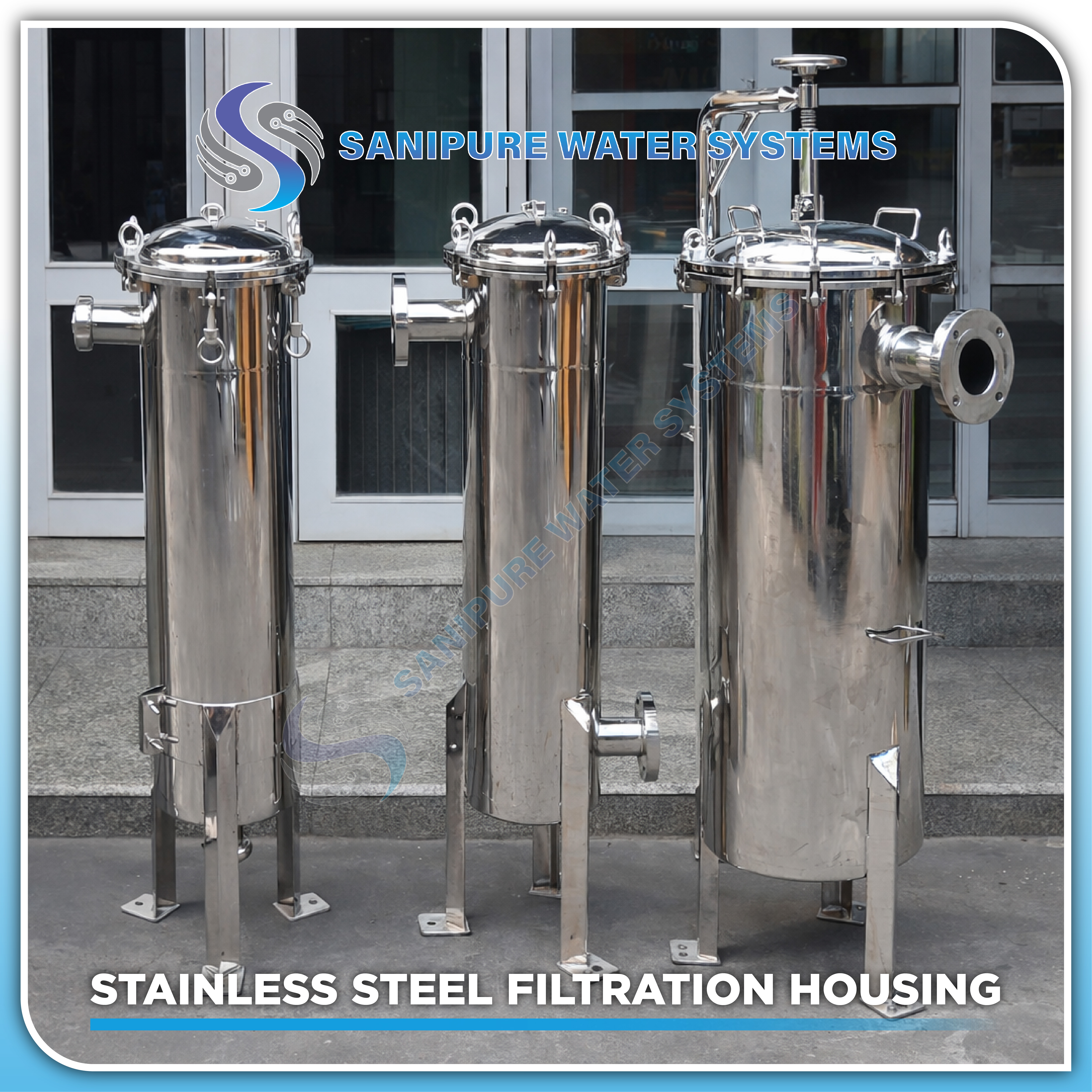 Stainless steel filtration housing for pharmaceutical food and chemical processing